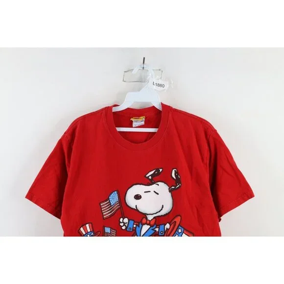 Vintage Snoopy Peanuts Mens Medium Faded Woodstock Snoopy Fourth of July T-Shirt - Picture 2 of 11